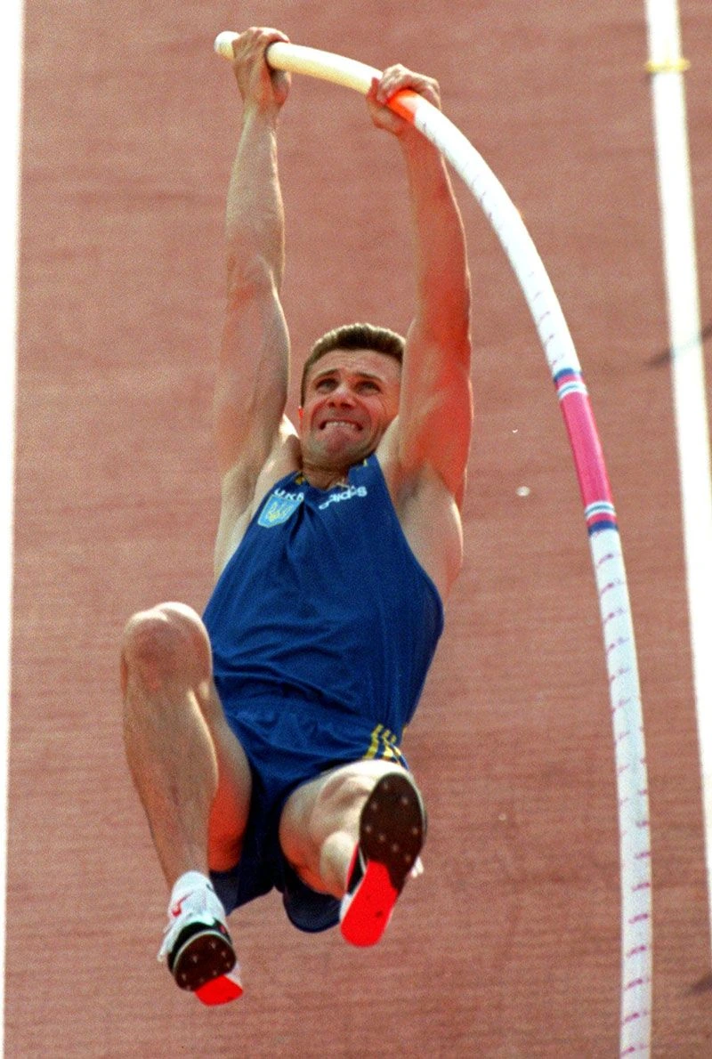 Sergey Bubka competing in pole vaulting action
