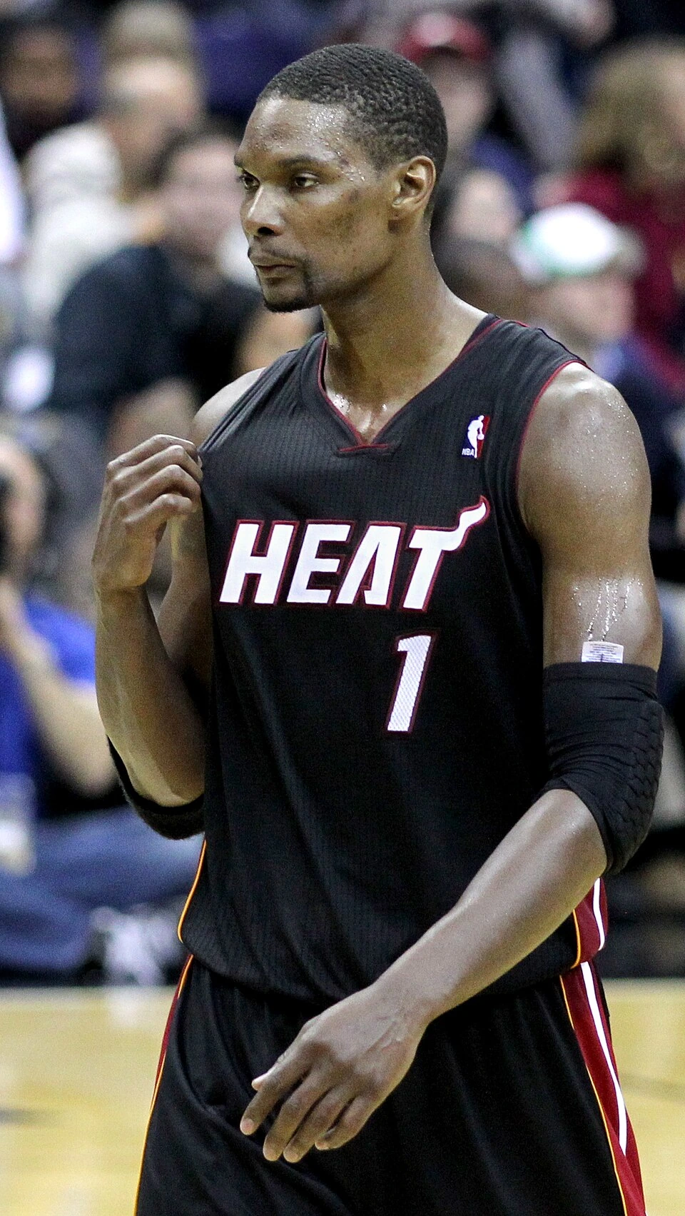Chris Bosh in a Miami Heat uniform during an NBA game